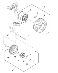 Wheel And Tire Group (W7501728) Diagram and Parts List for 7800629-E20M42 2010 Briggs and Stratton Lawn Tractor Accessories